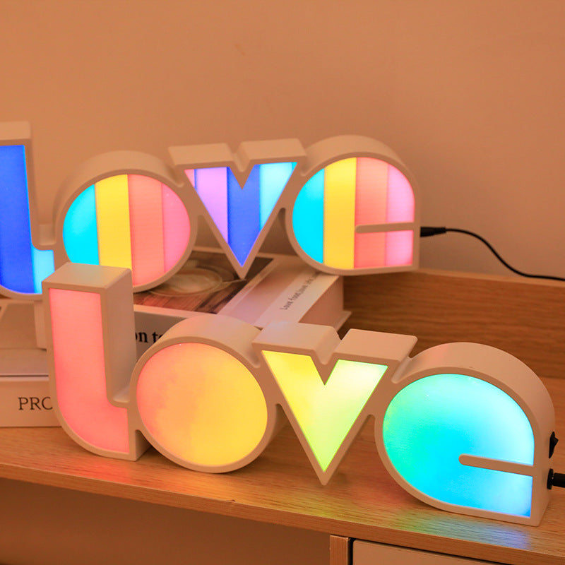 Modern Art Deco waterproof PS LOVE letters LED table lamp for the bedroom