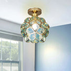 Flowers Style Glass Hallway Ceiling Light