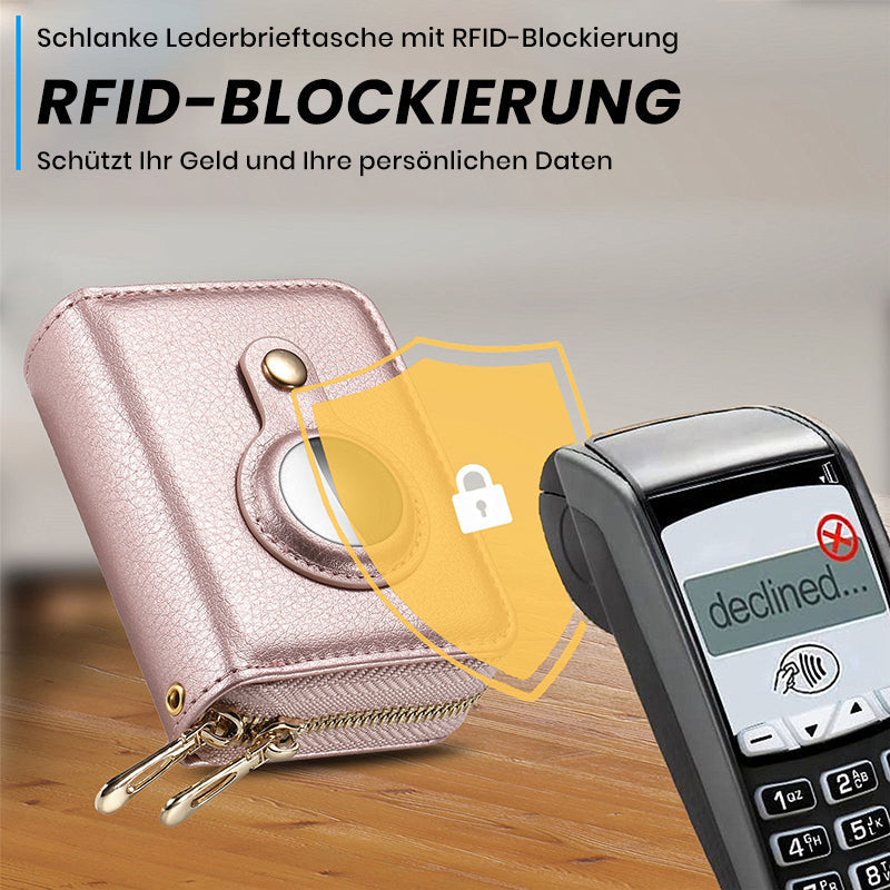 Intelligent AirTag-Zip RFID Leather Wallet