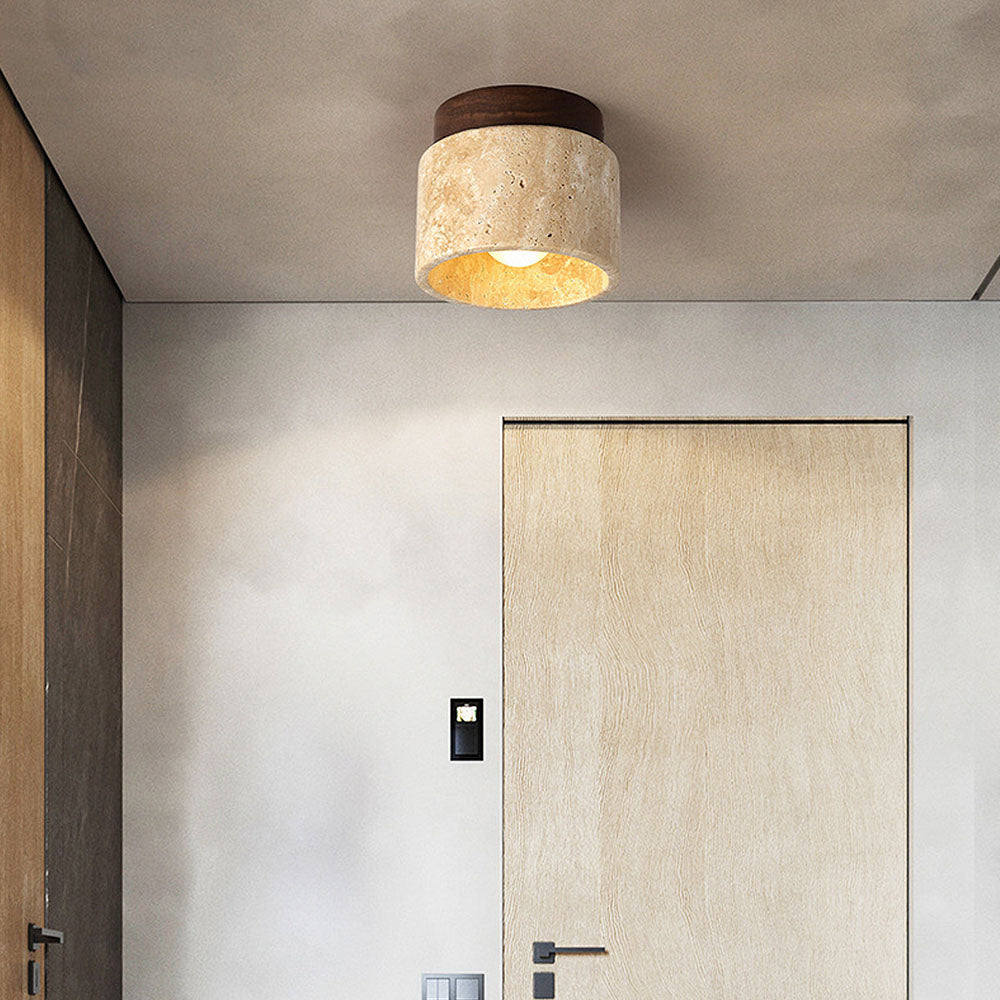 Ceiling Light Wood Cylinder Flush Mount Fixture