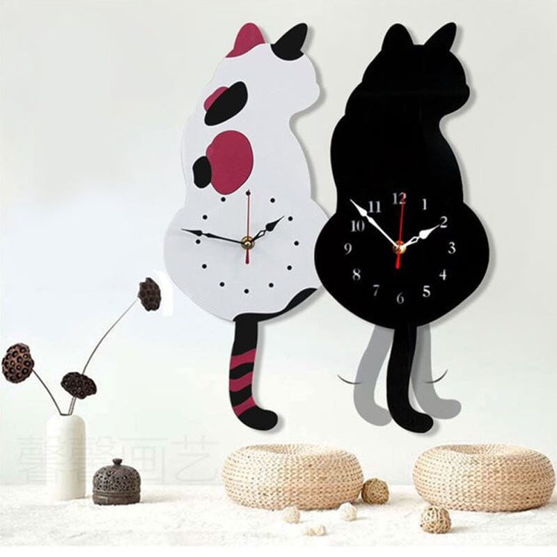 Nordic Cat Wobble-Tail Wall Clock