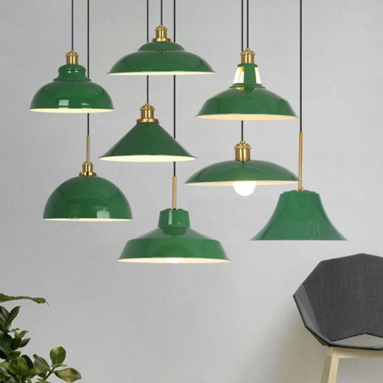 RetroDome Industrial Vintage Pendant Light | Green Iron Dome Design | Single Light | Rustic Ceiling Lighting
