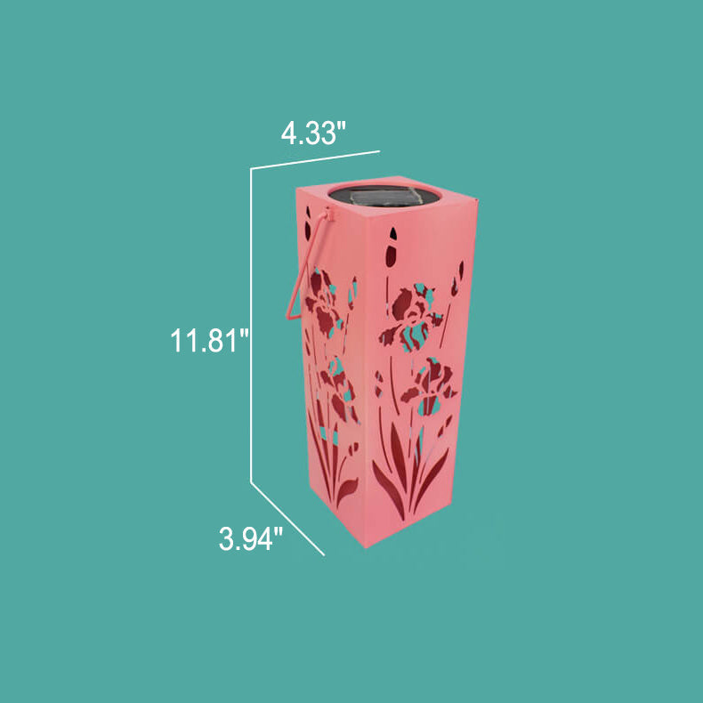 Solar Butterfly Rose Pattern Hollow Column LED Outdoor Waterproof Decorative Lamp