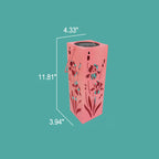 Solar Butterfly Rose Pattern Hollow Column LED Outdoor Waterproof Decorative Lamp