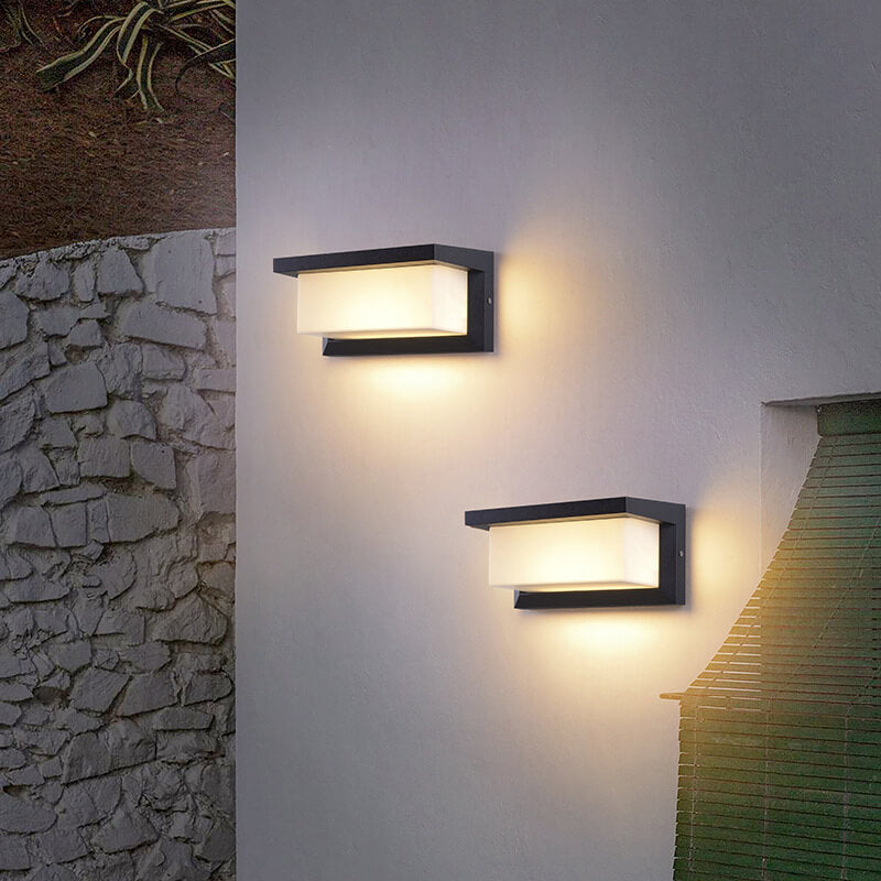Modern Minimalist Solar Rectangle PC LED Outdoor Wall Light Lamp For Outdoor Patio