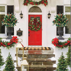 Christmas Urn Filler with LED Lights | 18" Realistic Pine Arrangement | Indoor/Outdoor Decor