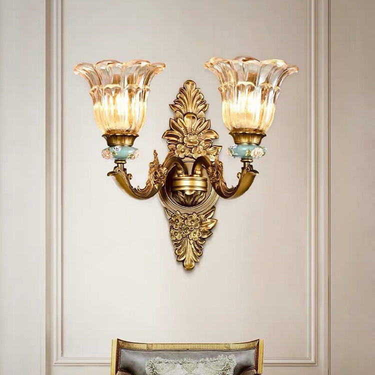 FlorisLuxe European Wall Lamp | Blossom Design | 1-2 Flames | High-Quality Resin & Glass | Elegance for Living Room & Hallway
