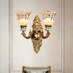 FlorisLuxe European Wall Lamp | Blossom Design | 1-2 Flames | High-Quality Resin & Glass | Elegance for Living Room & Hallway