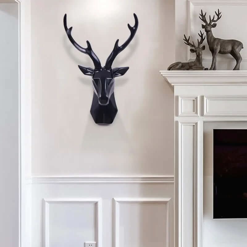3D Geometric Deer Head Wall Decor Modern Resin