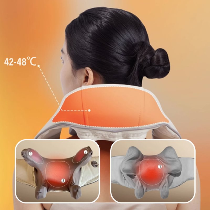 Massage devices for neck and shoulder with heat