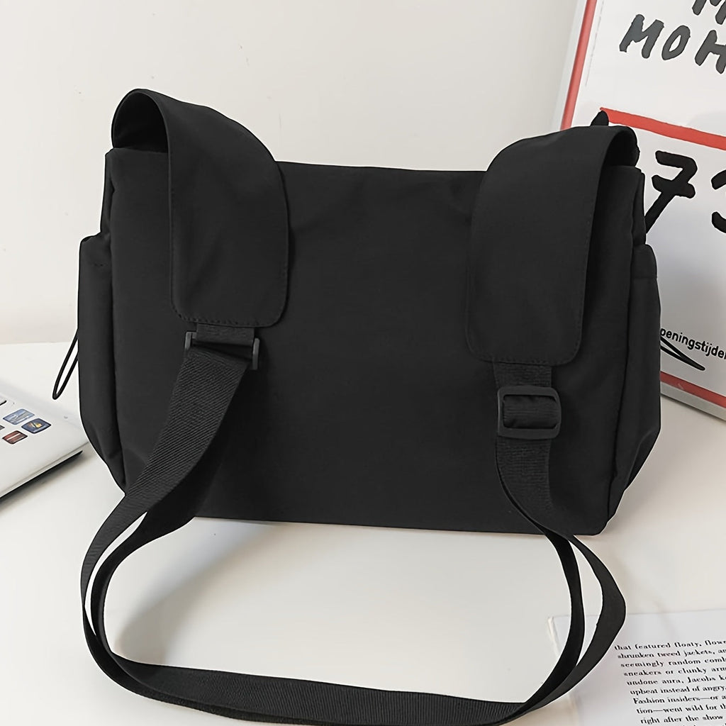 UrbanLiner Nylon Messengerbag – Black Shoulder Bag with Zipper for Daily Use