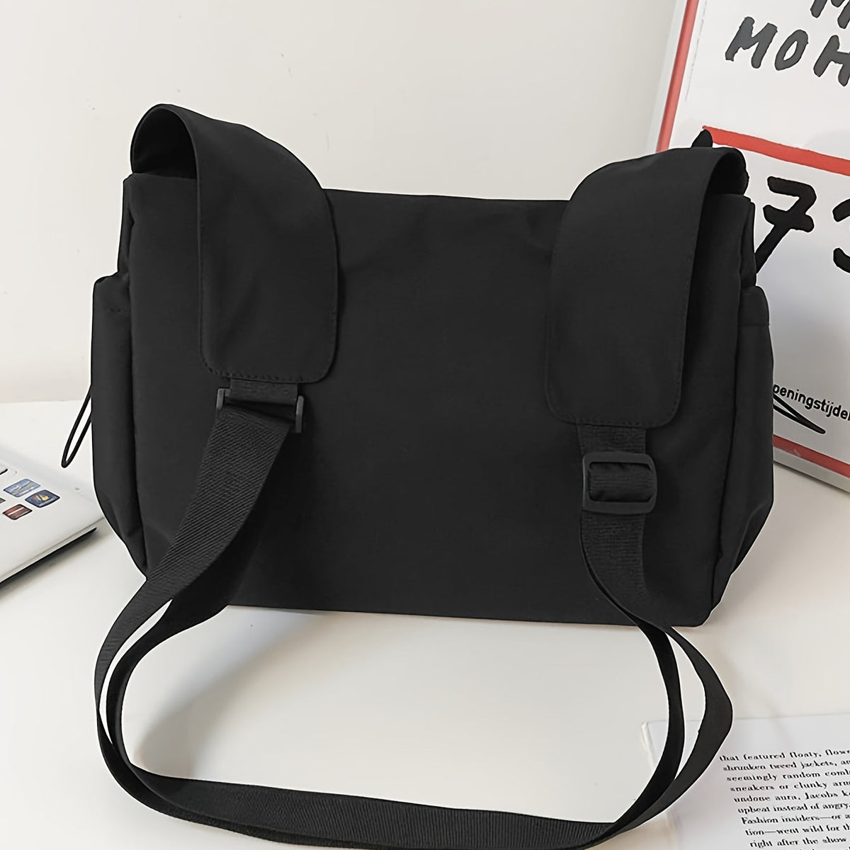 UrbanLiner Nylon Messengerbag – Black Shoulder Bag with Zipper for Daily Use