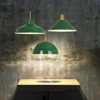RetroDome Industrial Vintage Pendant Light | Green Iron Dome Design | Single Light | Rustic Ceiling Lighting