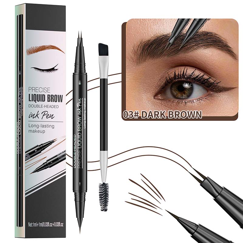 2-in-1 Dual-Ended Eyebrow Pencil with Micro-Fork Tip Applicator and Precise Brush Tip