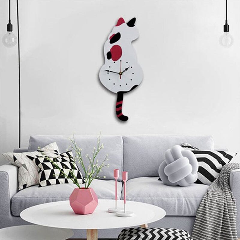 Nordic Cat Wobble-Tail Wall Clock