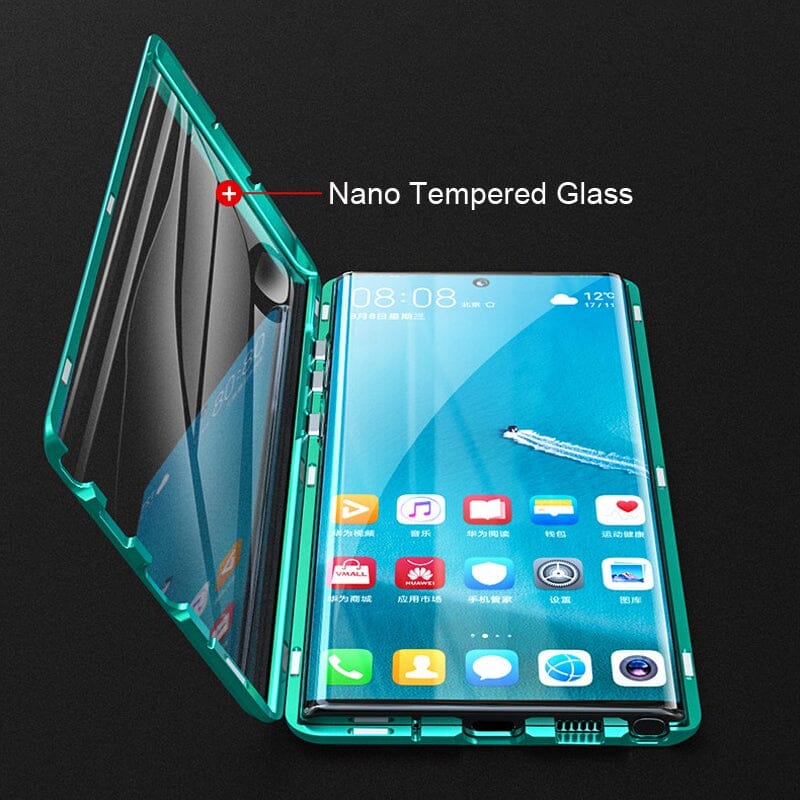 Magnetic tempered glass double-sided phone case for Samsung