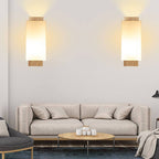 Modern minimalist solid wood square glass column 1-light wall sconces lamp
