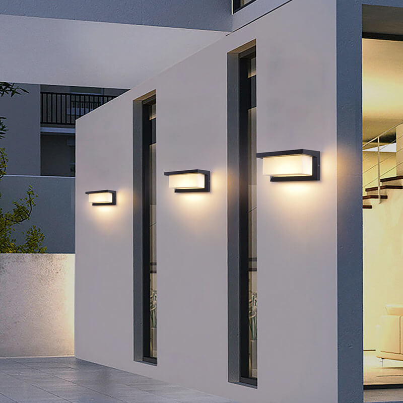 Modern Minimalist Solar Rectangle PC LED Outdoor Wall Light Lamp For Outdoor Patio