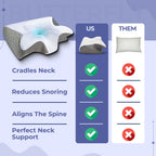 Memory Foam Neck Butterfly Shape Pillow with Armrests for Side & Back Sleepers