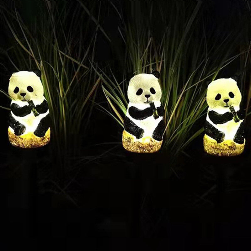 Solar resin panda outdoor waterproof patio decoration ground light