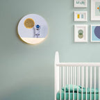 Contemporary Creative Iron Resin Round Astronaut LED Wall Light Lamp for Bedroom