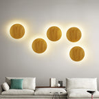 Modern Minimalist Round Irregular Oval Wood LED Wall Light Lamp for Living Room