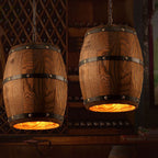 BarrelGlow Vintage Pendant Light | Wood Wine Barrel Design | 1-bulb | Rustic Lighting