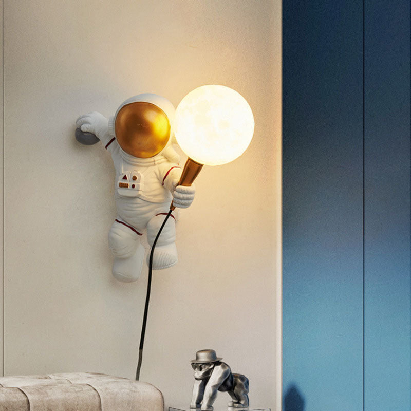 CosmoBuddy Astronaut Wall Lamp | Creative Design | Resin & ABS | LED Bedroom Light