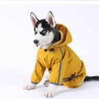 Stylish waterproof adjustable reflective stripe dog rain jacket with hood