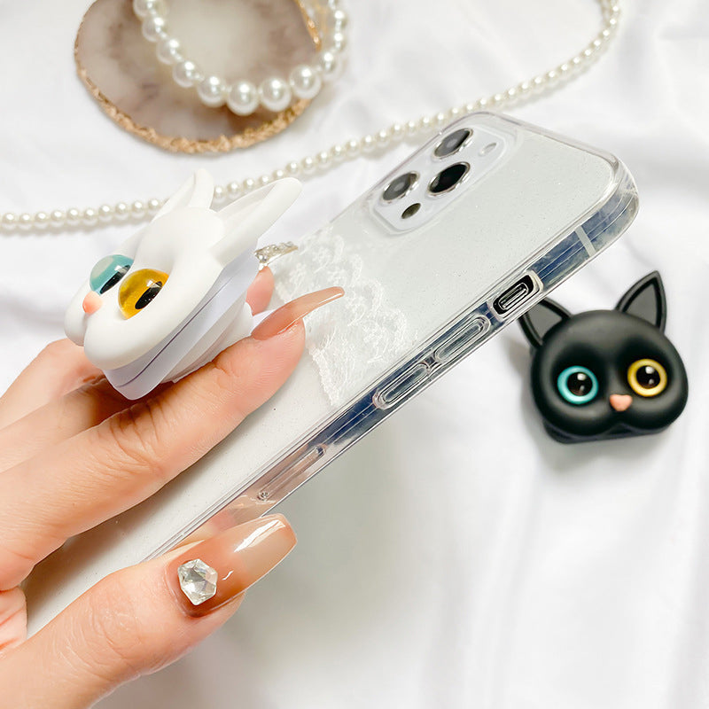 3D cute kitten phone holder with mini mirror
