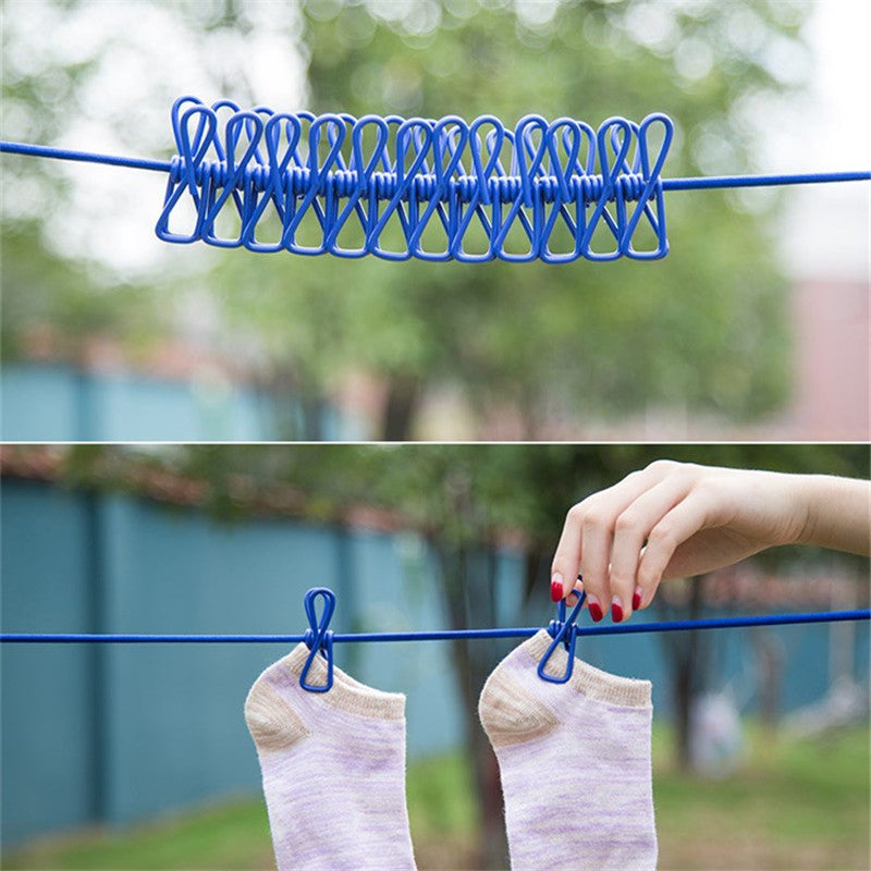 Portable elastic travel clothes rack
