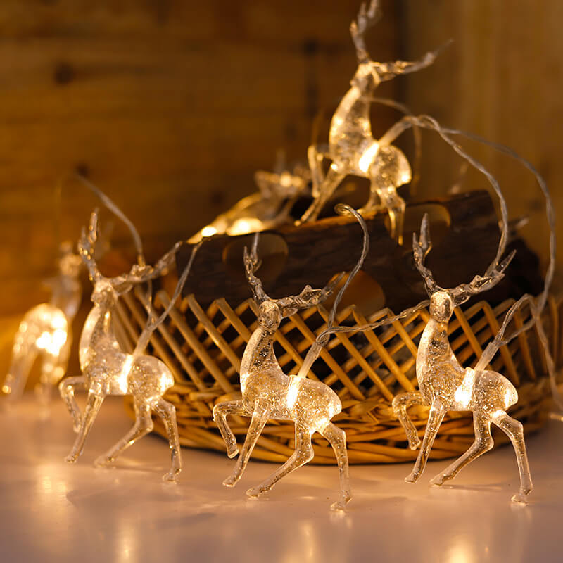 Battery-Powered Elk LED String Lights with Built-In LEDs and Multiple Lengths