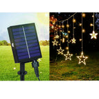 LED Solar Star Moon Curtain Light Christmas Outdoor Patio Decorative Camping String Lights