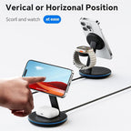 Folding magnetic 3-in-1 wireless charger