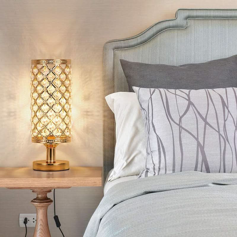 Modern Crystal USB Table Lamp – Gold or Silver
