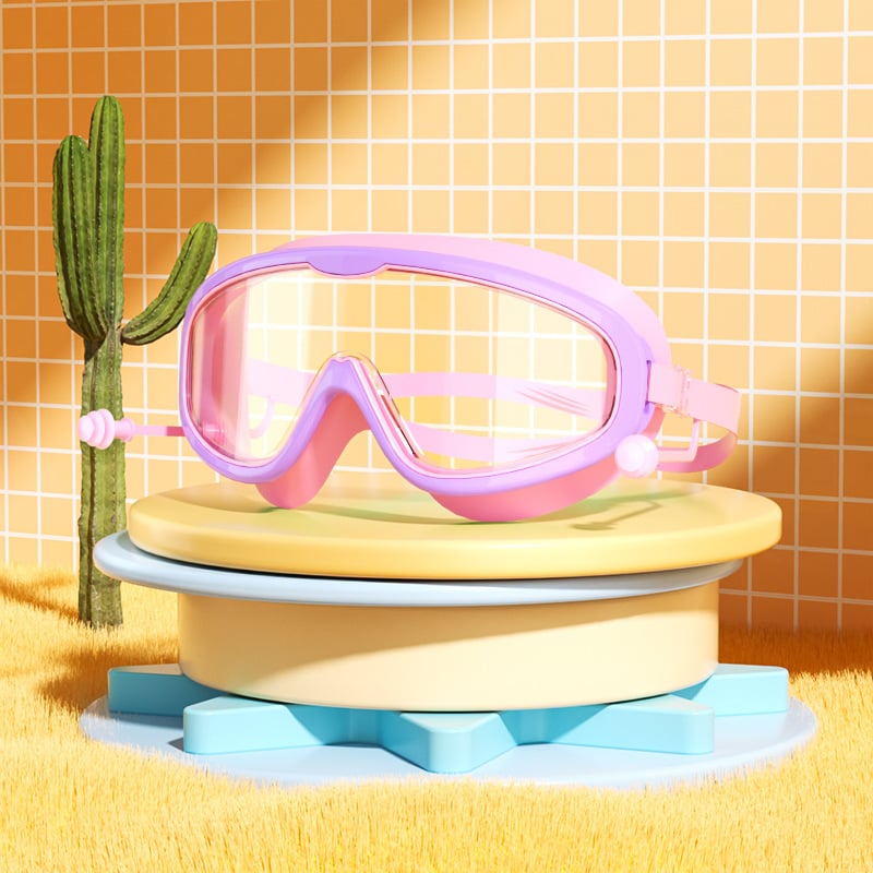 HD children's large frame waterproof and anti-fog swimming goggles