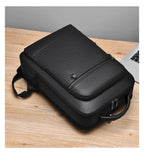 Elegant leather rucksack for men/women with USB port for laptop and everyday use, 15.6 inch, black