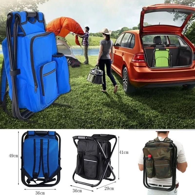 3-in-1 camouflage rucksack with folding chair & cooler compartment