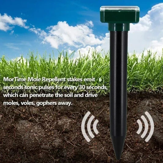 Sonic Green Solar Animal Repeller with Ultrasound | Against Mice, Moles & Snakes | Weatherproof & Eco-Friendly