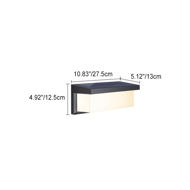 Modern Minimalist Solar Rectangle PC LED Outdoor Wall Light Lamp For Outdoor Patio