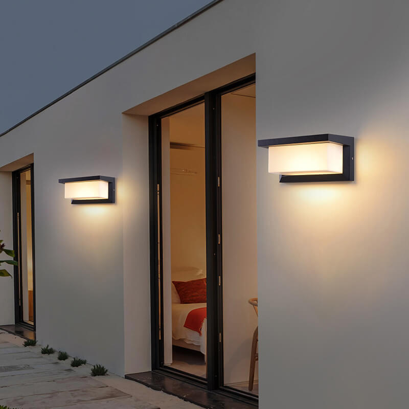 Modern Minimalist Solar Rectangle PC LED Outdoor Wall Light Lamp For Outdoor Patio