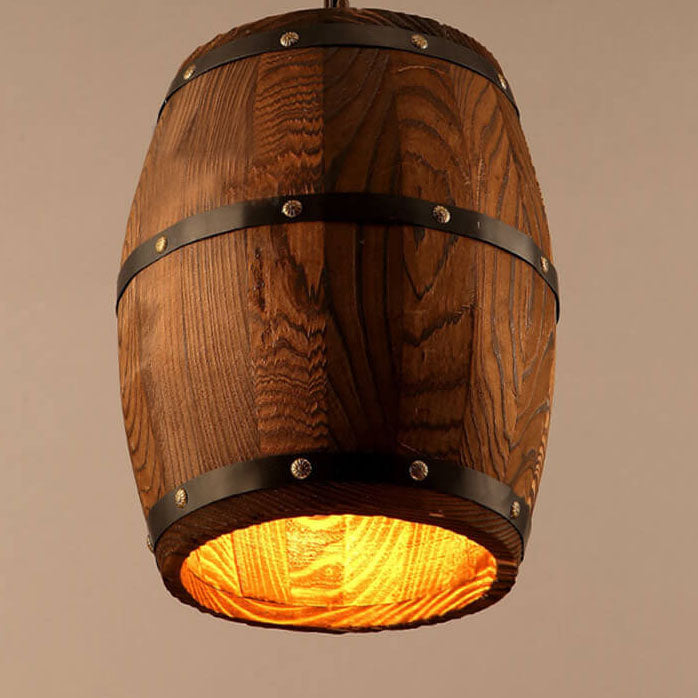 BarrelGlow Vintage Pendant Light | Wood Wine Barrel Design | 1-bulb | Rustic Lighting