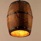 BarrelGlow Vintage Pendant Light | Wood Wine Barrel Design | 1-bulb | Rustic Lighting