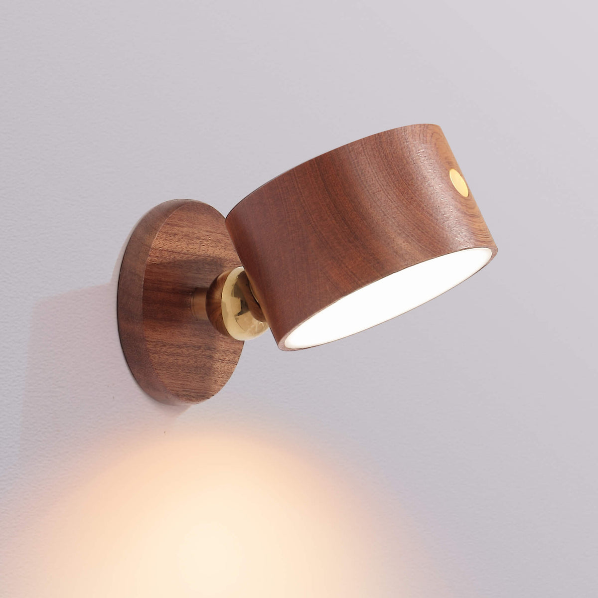 Simple wood USB rechargeable touch magnet LED night light wall sconce lamp