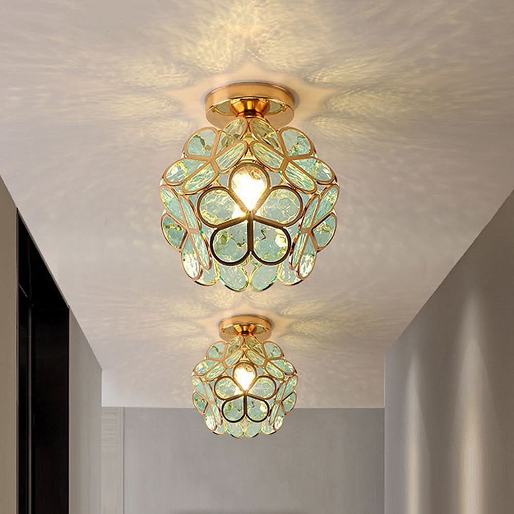 Flowers Style Glass Hallway Ceiling Light