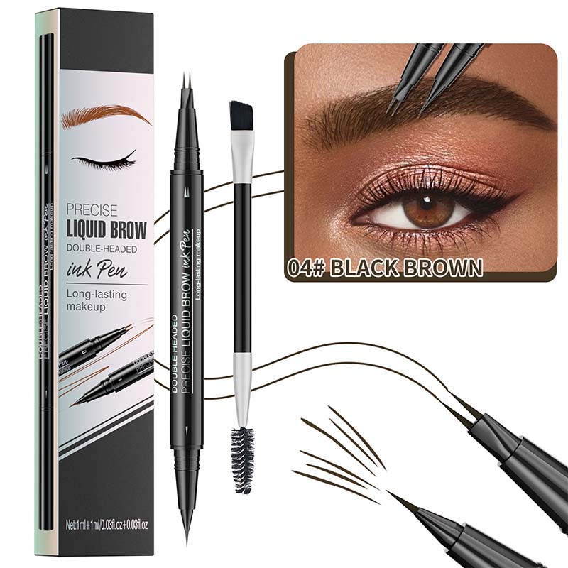 2-in-1 Dual-Ended Eyebrow Pencil with Micro-Fork Tip Applicator and Precise Brush Tip