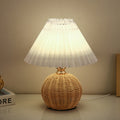 RattaLume Nordic LED Table Lamp | Woven Rattan & Foldable Fabric Shade | Mood Light | Decor for the Bedroom