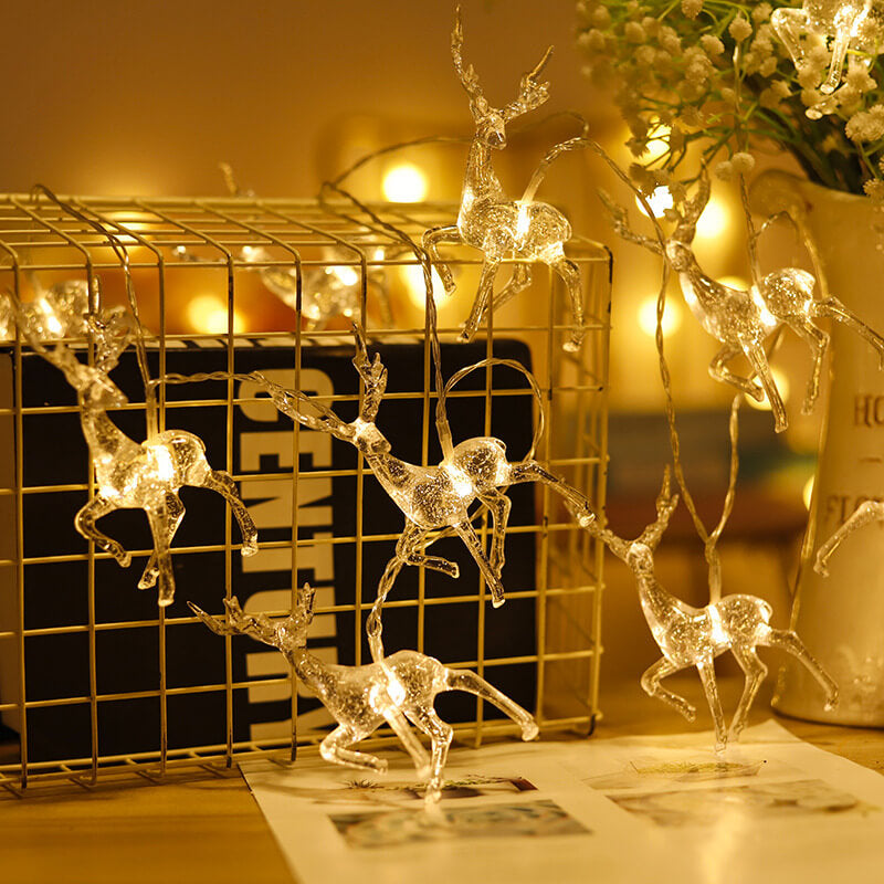 Battery-Powered Elk LED String Lights with Built-In LEDs and Multiple Lengths