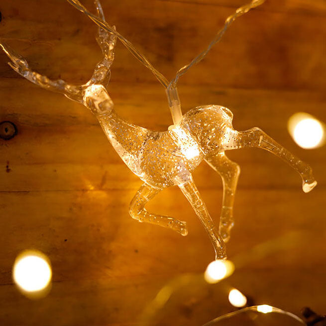 Battery-Powered Elk LED String Lights with Built-In LEDs and Multiple Lengths