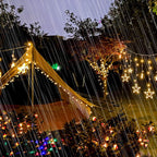 LED Solar Star Moon Curtain Light Christmas Outdoor Patio Decorative Camping String Lights